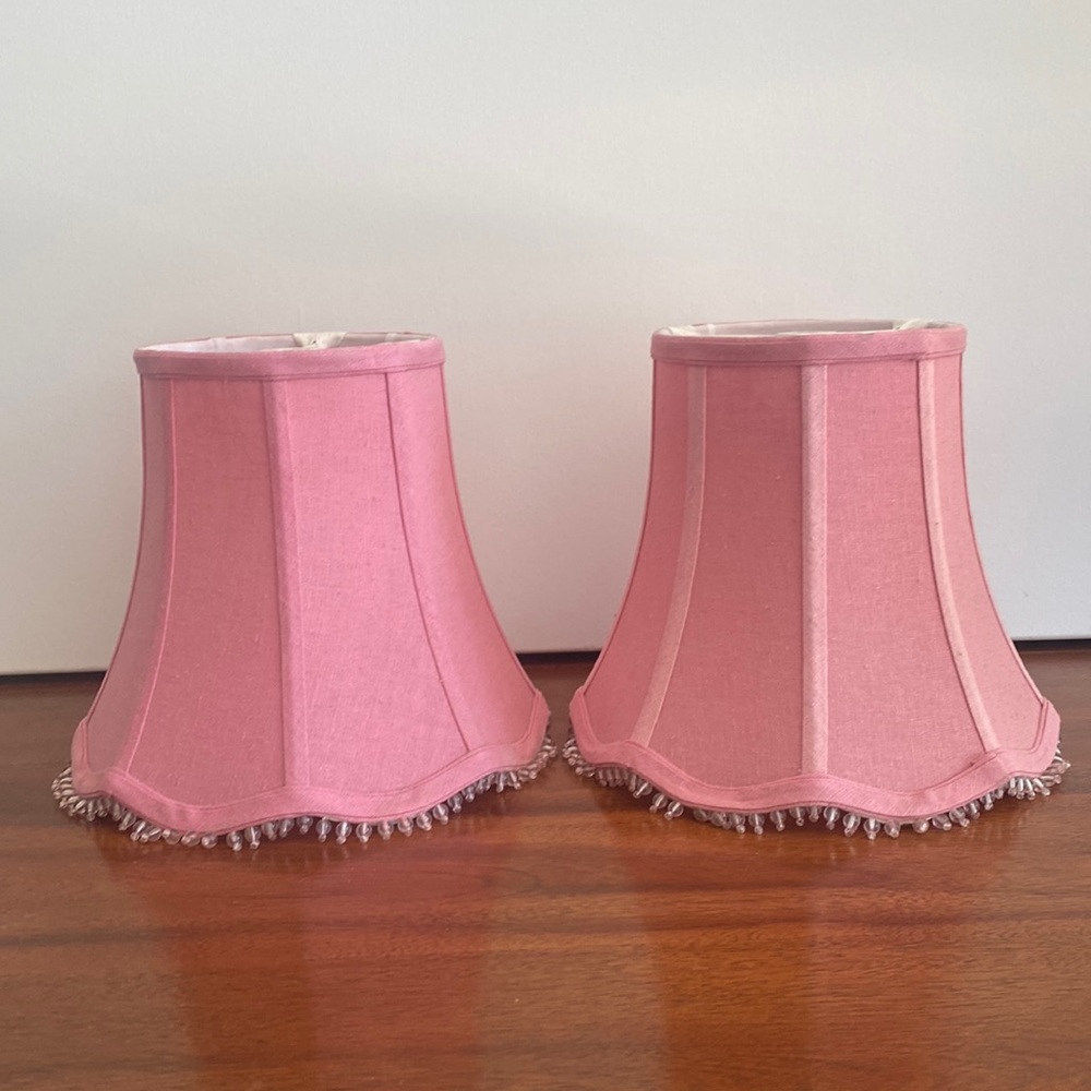 PAIR of Pink Beaded lampshades